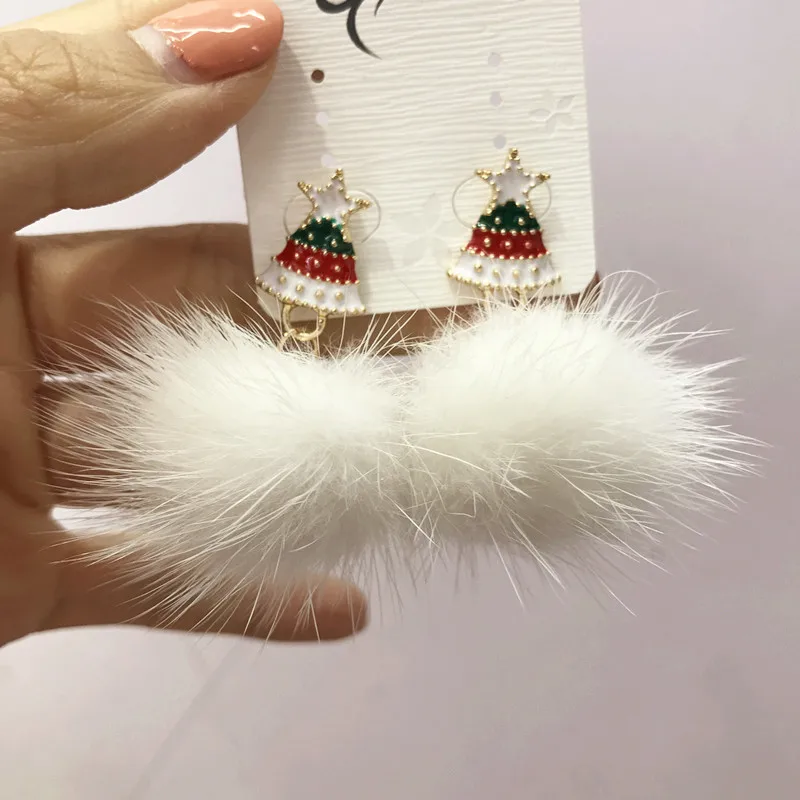 Женские серьги подвески с помпоном из искусственного меха|Серьги-подвески| |