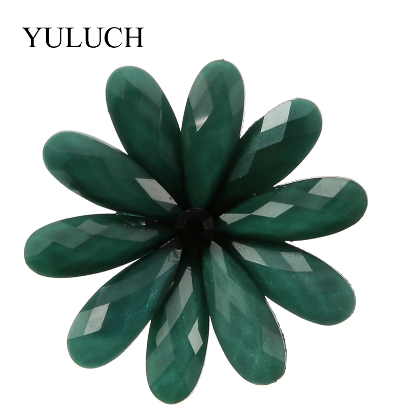 YULUCH, новинка, 6 цветов, полимерная брошь, большие цветы, броши для женщин, модное ювелирное изделие, Броши ручной работы - Окраска металла: Green