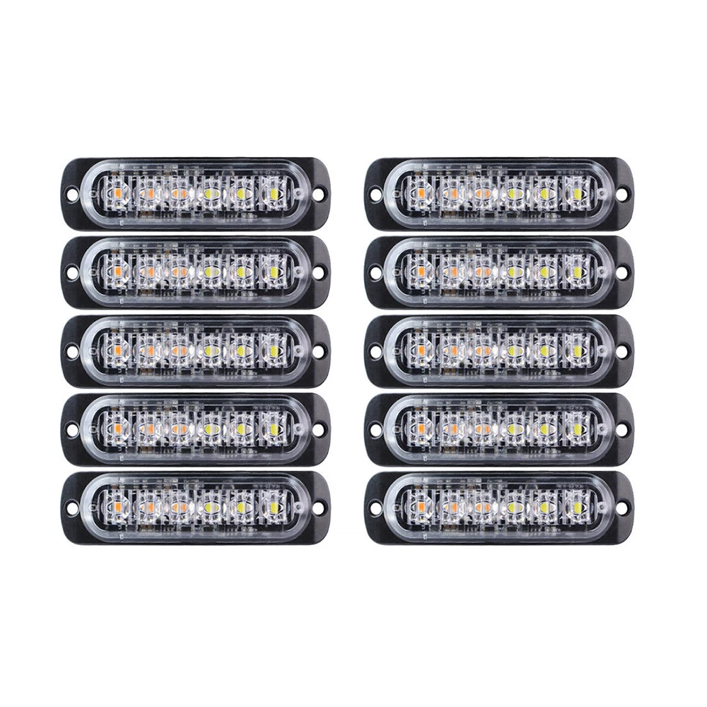 10 шт. Янтарный 6LED аварийный Предупреждение со стробоскопической вспышкой