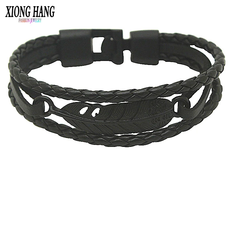 Многослойный браслет Xiong на запястье с перьями|leather bracelet|bracelets & banglesbracelet christmas |