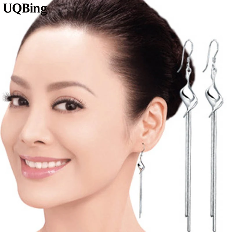 

Fashion Plata 925 Sterling Silver Earrings Jewelry Long Tassel Earrings Pendientes Brincos brincos de prata