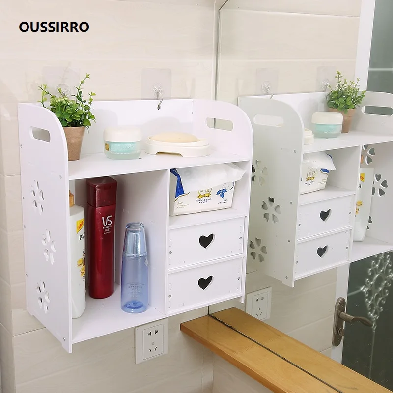 

Bathroom Shelves Wall Hanging Shampoo Cosmetics Storage Rack Wall Partition Waterproof Space Utilization Tissue Box