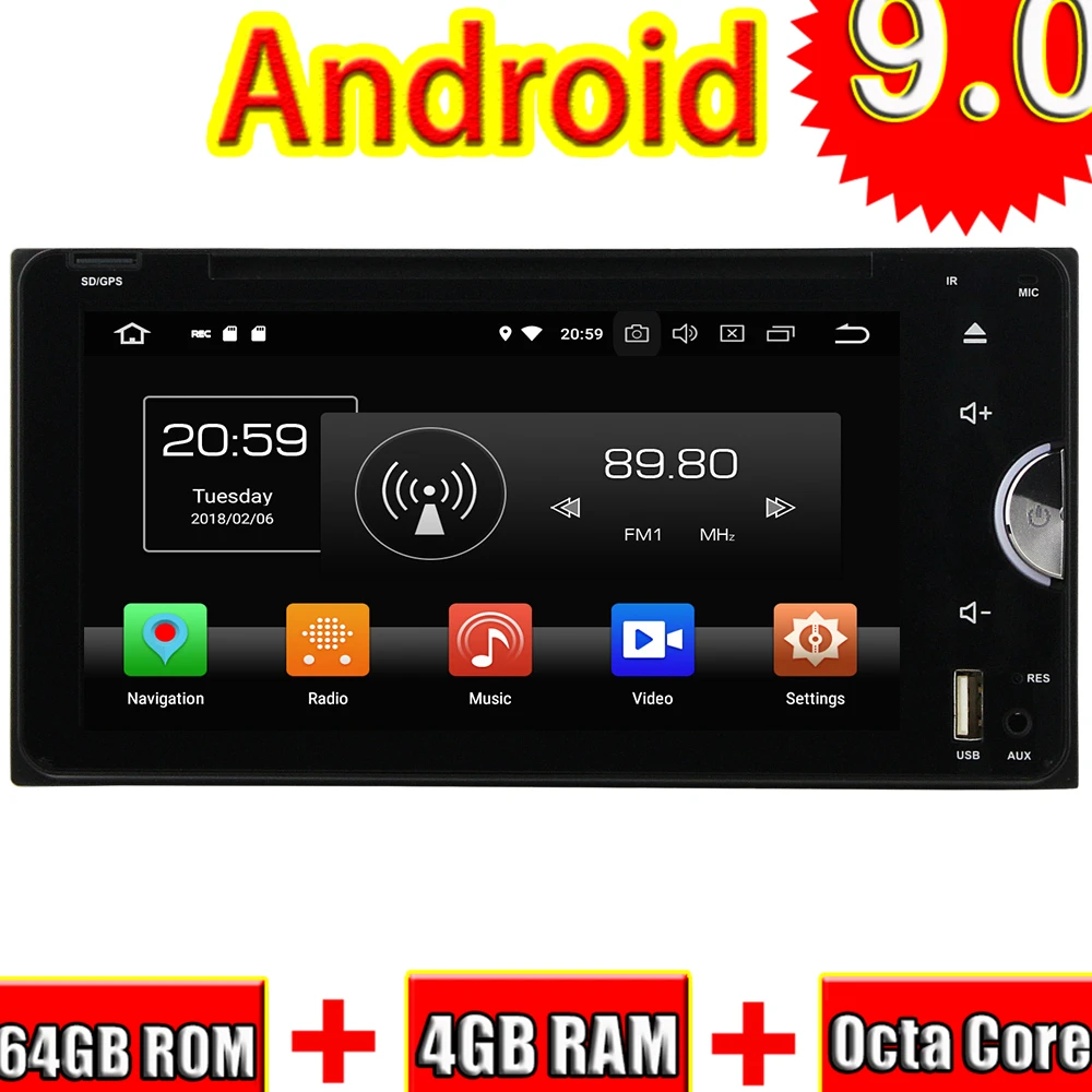 Автомобильный мультимедийный DVD-плеер TOPNAVI Octa Core Android 9 0 для Toyota Universal
