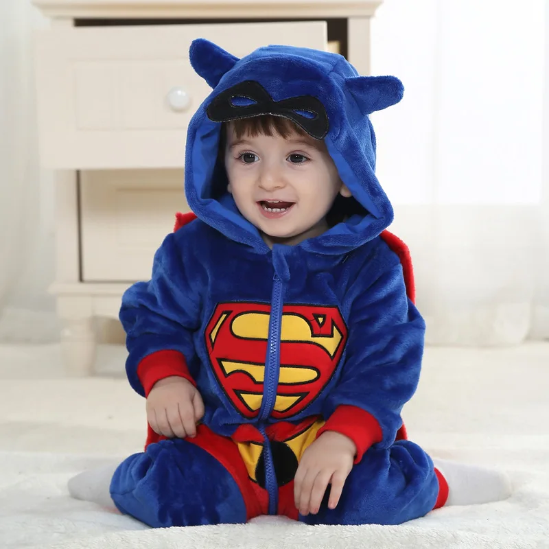 superman Детские комбинезоны с рисунками фланелевые комбинезоны лиса KT пижамы для девочек одежда Теплый для новорожденного зимние пижамы с животными roupas de bebe - Цвет: superman