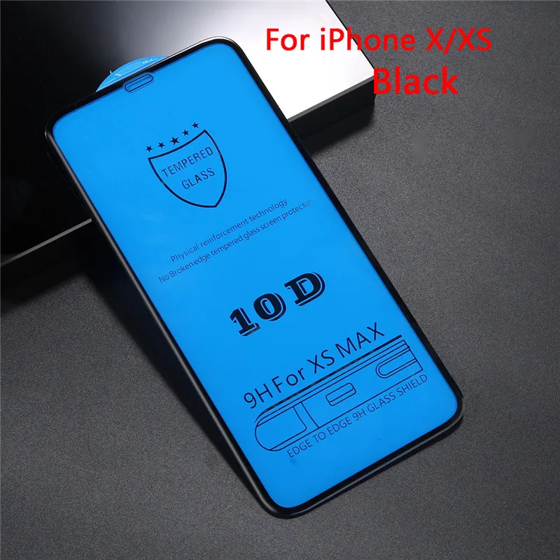 10D закаленное стекло для iPhone XS Max XR X 7 Защита экрана для iPhone 6 6s 7 8 Plus полное покрытие Защитная стеклянная пленка - Цвет: X XS