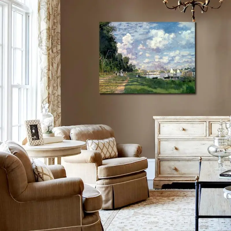 Репродукции картин Клода Моне on Canvas THE MARINA AT серебристо-красная Настенная картина