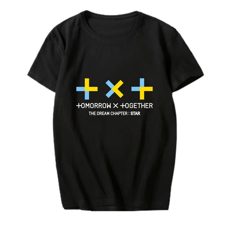 KPOP Новый TXT альбом мечты глава звезды о образный вырез хлопок хип хоп Футболка