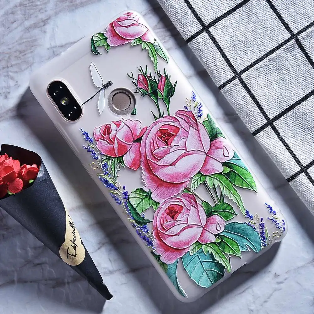 3D Relief Flower Case For Xiaomi Pocophone F1 Redmi Note 5 Pro Plus 5A 4A 4X 4 Silicone Coque |