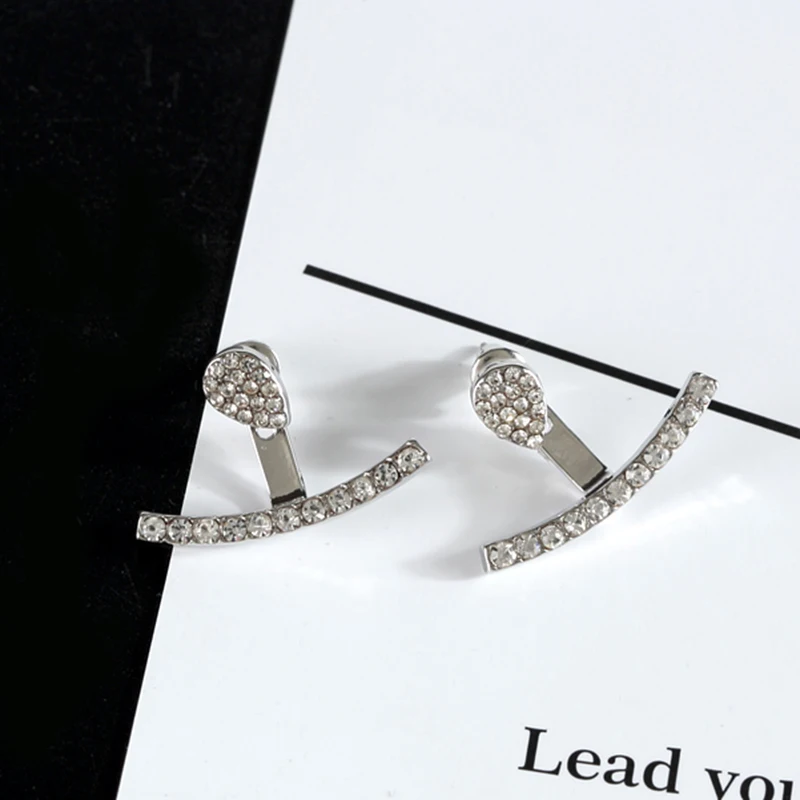 Женские Двухсторонние серьги-каффы золотистые серьги в форме сердца с цирконом