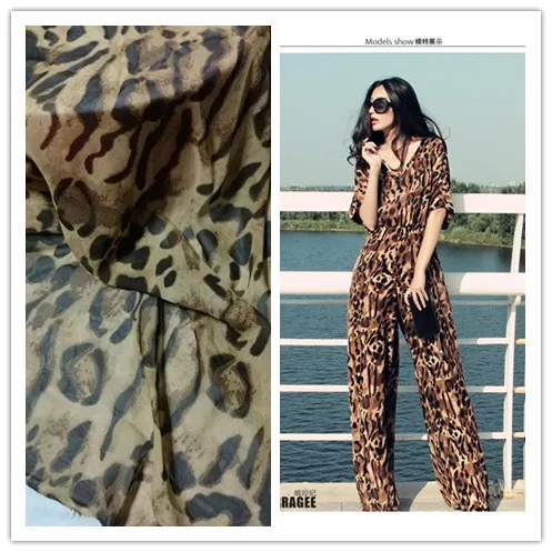 

Leopard Print Chiffon Dress summer Jumpsuit chiffon shirt fabrics