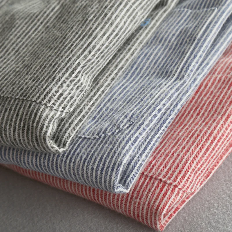 ICPANS хлопок лен Camisa Masculina в полоску с длинным рукавом мужские рубашки летние