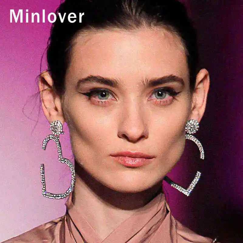 Простые Свадебные серьги Minlover в форме сердца для женщин милые Стразы 2019 модные