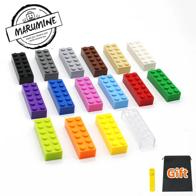 MARUMINE, 50 шт в наборе, кирпич Запчасти 2x6 точек блок строительные игрушки город развивающие кубики Moc классический Обучающий набор