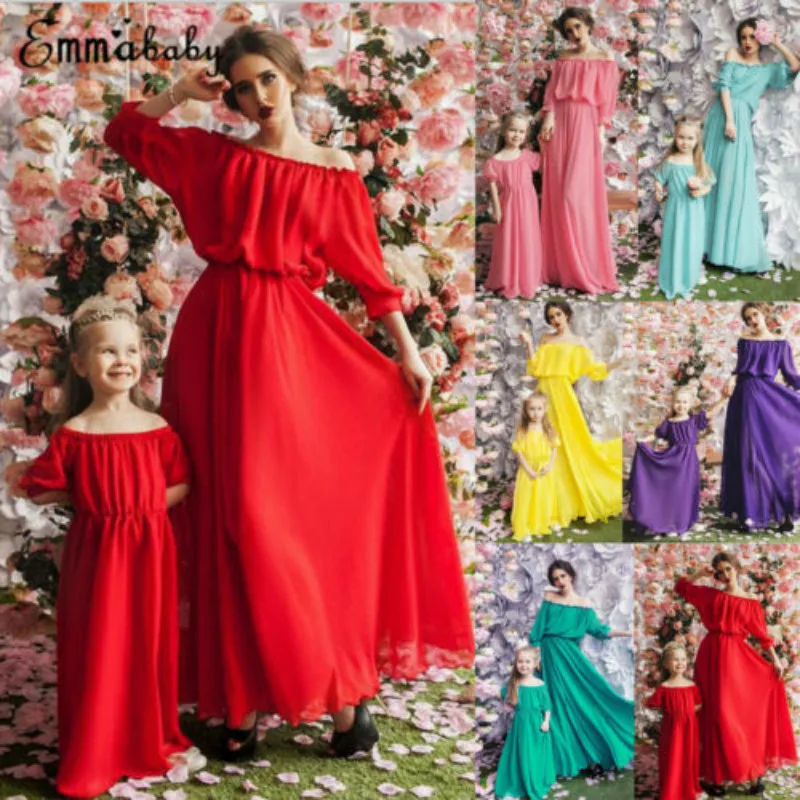 2018 повседневное Макси платье Emmababy для мамы и дочери в английском стиле Бохо с