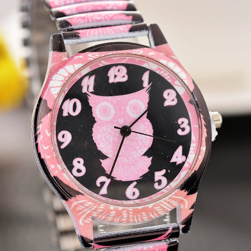 8 сезонов Сова шаблон кварцевые наручные часы Белый Розовый Черный Цвет
