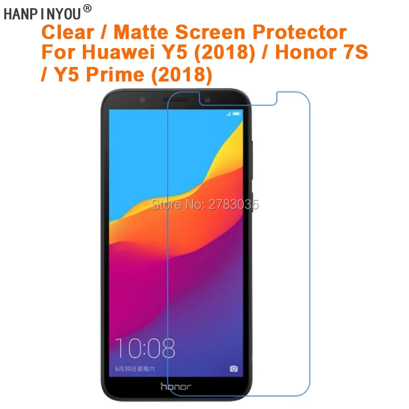 Прозрачная глянцевая/Антибликовая матовая защитная пленка для Huawei Y5 Prime (2018) / Honor
