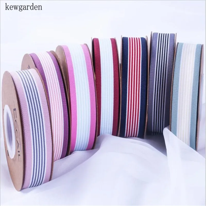 

Kewgarden Wholsale Stripe Knitting Satin Ribbons 1-1/2" 1" Handmade Tape DIY Bowknot Ribbon Accessories Packing Riband 100 Yards