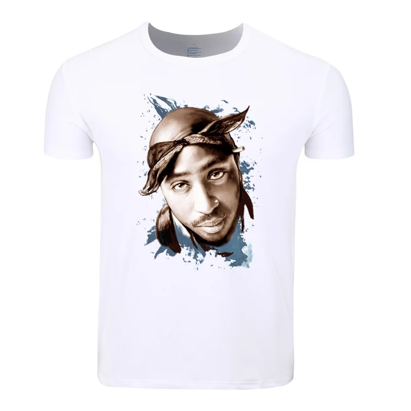 Азиатский размер принт американский рэппер Тупак Makaveli 2pac футболка с О-образным