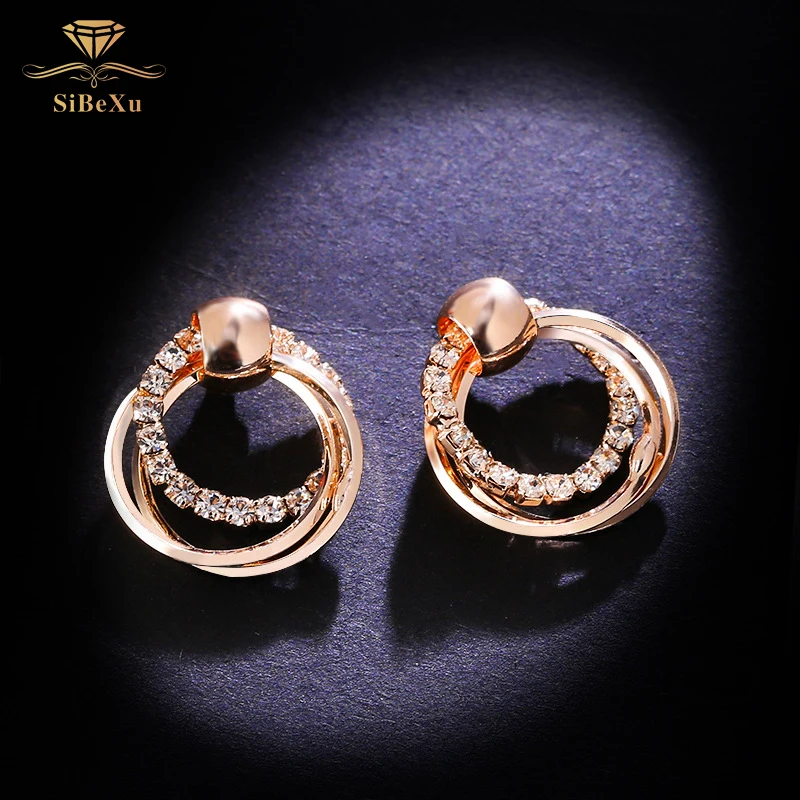 Модные женские 925 серебряная серьга с кристаллами и кристаллами Swarovski, Роскошные офисные женские круглые серьги с пряжкой, вечерние ювелирные изделия