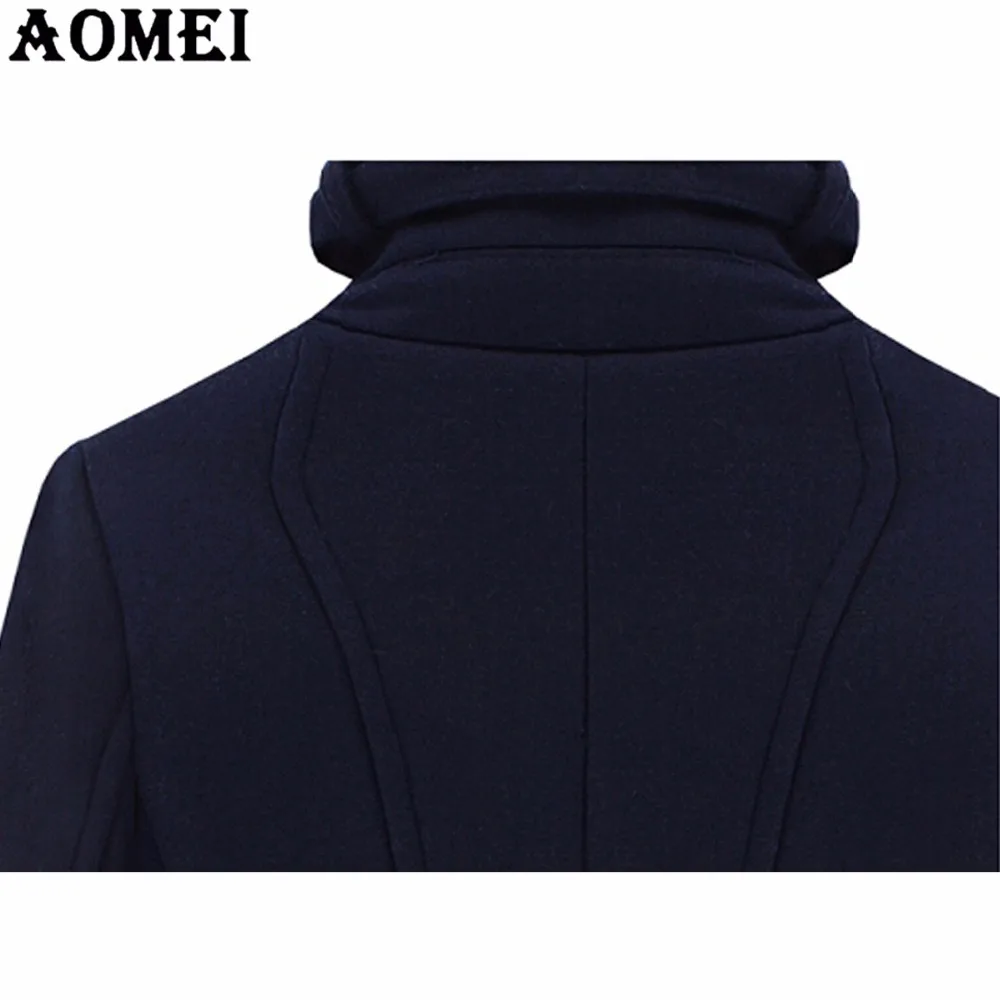 

Women Fashion Long Woolen Overcoat Wear to Work Office Lady Clothing Fall Winter with Double Button Design Navy Blue New 2021