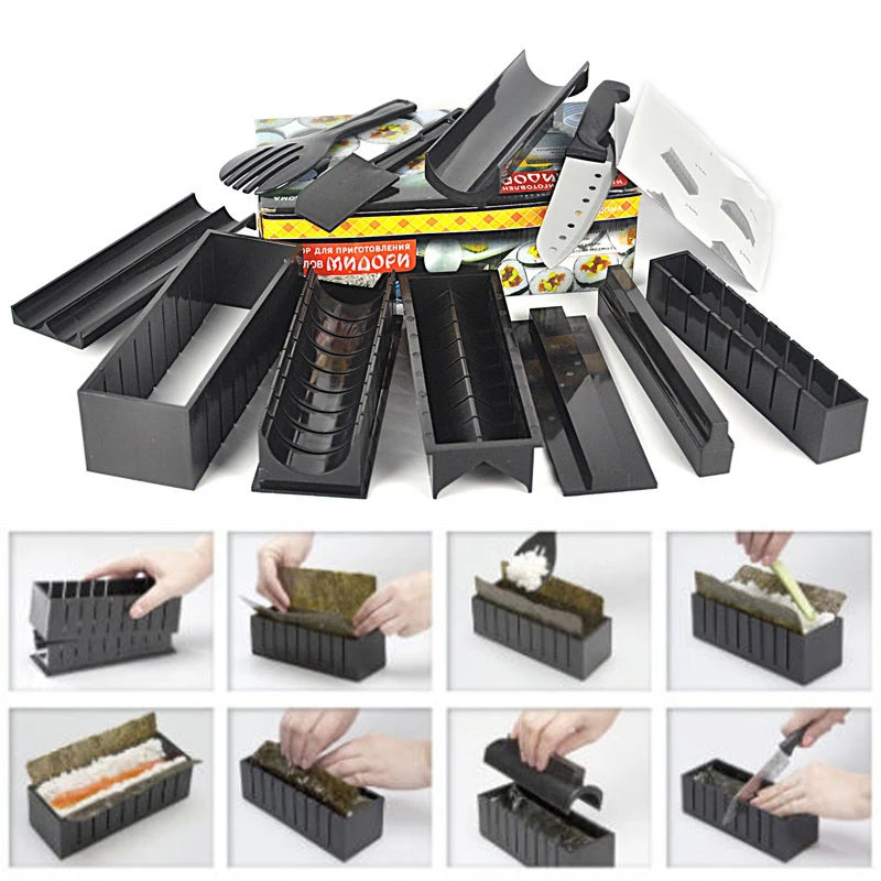 10 шт./компл. DIY легкие формочки для суши кухонные инструменты резак роллер Onigiri