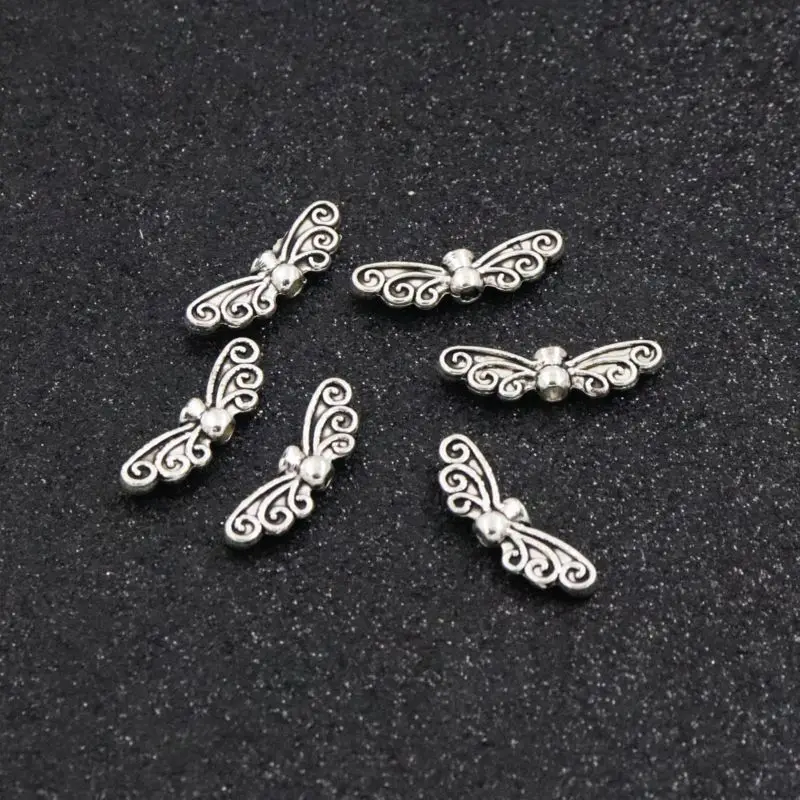 50Pcs Width 21MM Hole 1.8mm Butterfly SilverColor Gold Metal Beads For Jewelry Finding Handmade DIY Accessories | Украшения и