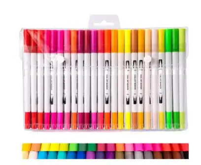 Новейшая 24/48/60/100 Цвет воды Цвет ручки с кисточками 0,4 мм Fineliners маркеры чернила на водной основе для рисования Эскиз маркер для рисования - Цвет: 48 colors