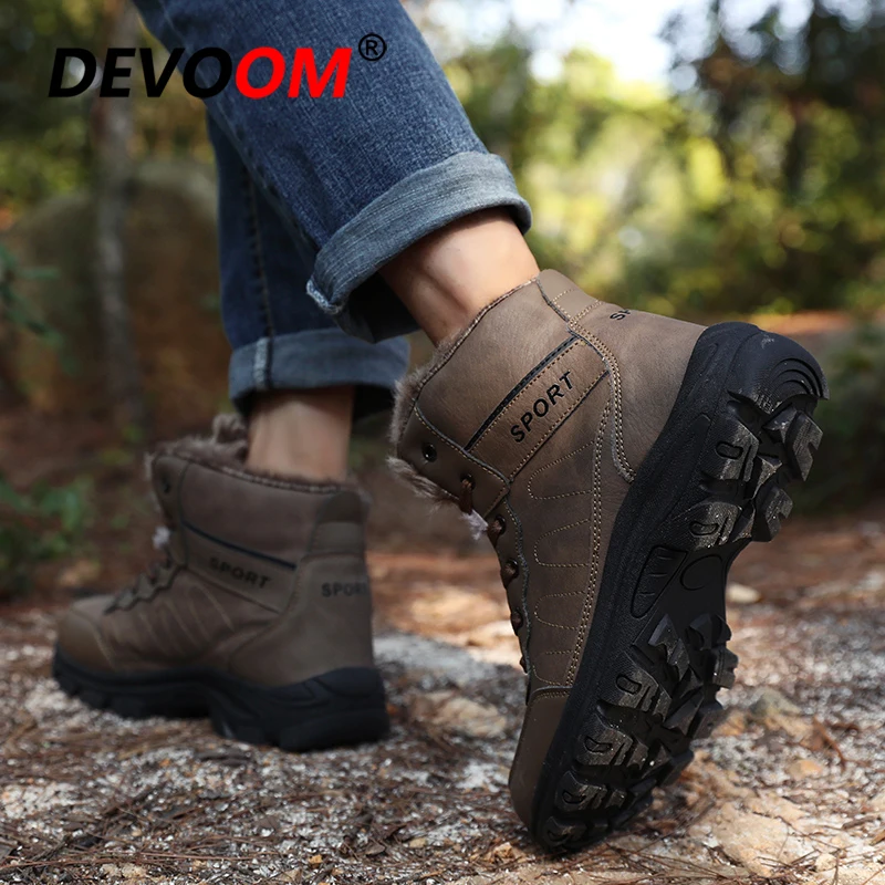 Зимние походные ботинки для мужчин Спортивная обувь Теплые плюшевые зимние