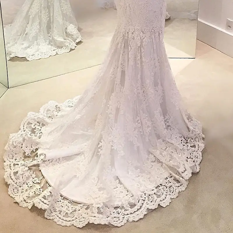 

Vestido De Noiva Sexy Vintage White Backless Lace Mermaid Wedding Dress cap Sleeve Wedding Gown Bride Dress