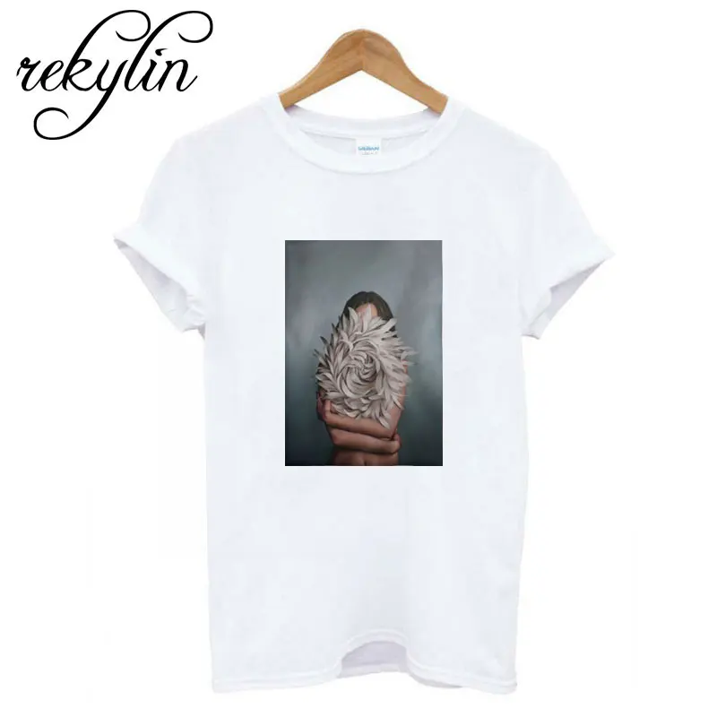 2019 New Harajuku Aesthetics Tshirt Sexy Flowers Feather Print Short Sleeve Tops &amp Tees Fashion Casual Couple T Shirt | Женская