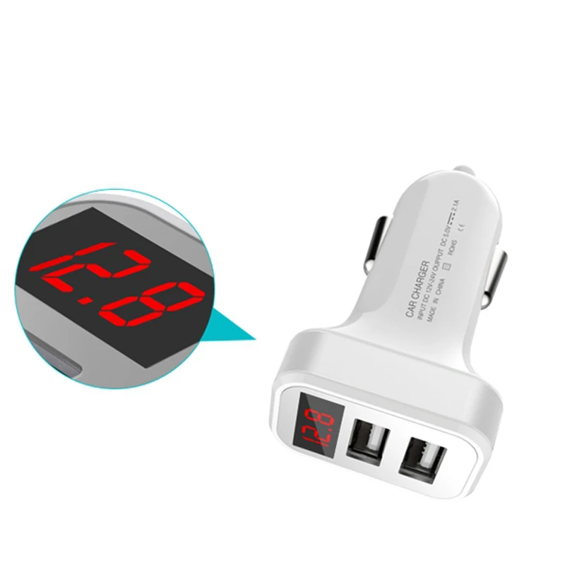 Автомобильное зарядное устройство с 2 портами А USB светодиодный экран умный