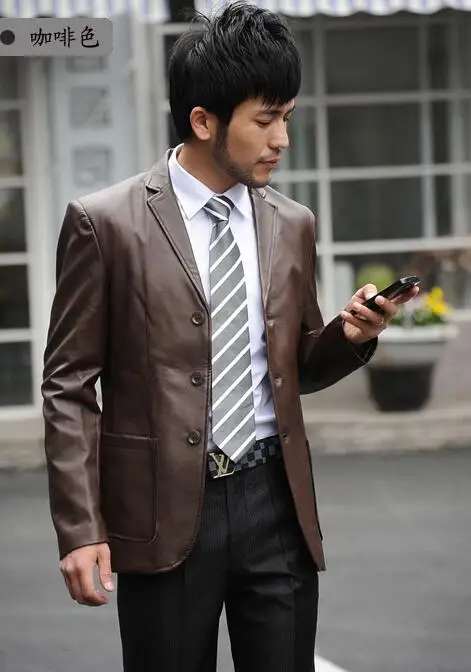 Куртка из искусственной кожи черного и коричневого цвета мужской костюм куртка