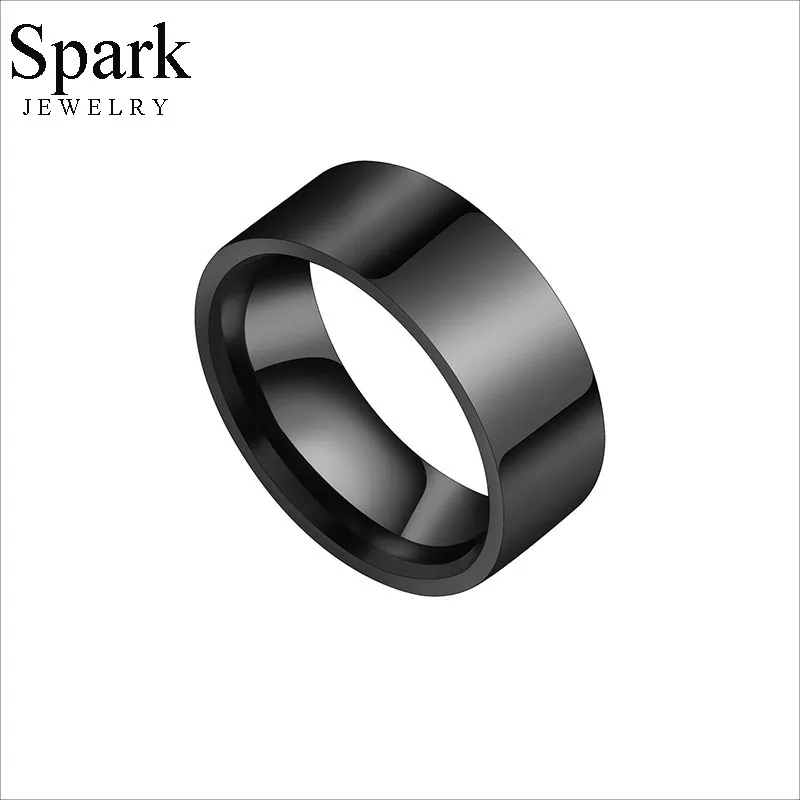 Обручальные кольца Spark из нержавеющей стали обручальные 8 мм черного цвета для