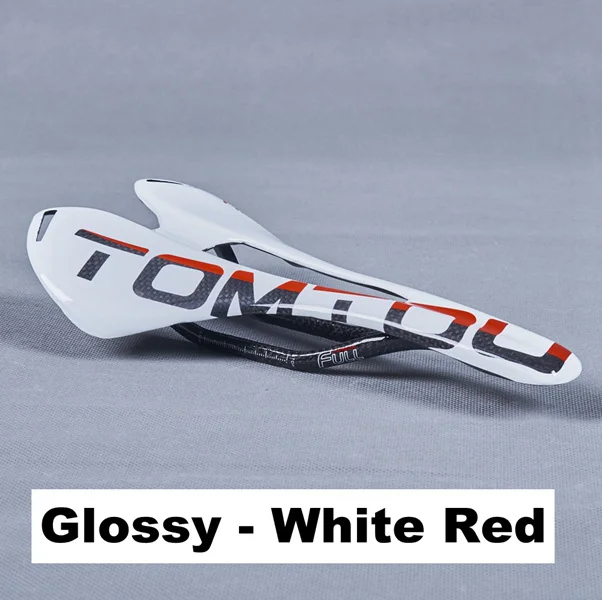 Glossy White Red TOMTOU Велосипедное углеродное седло горное велосипедное седло шоссейное Велосипедное Сиденье углеродное 3 к белый матовый блесек для губ 270x143 мм для мужчин - Цвет: Glossy White Red