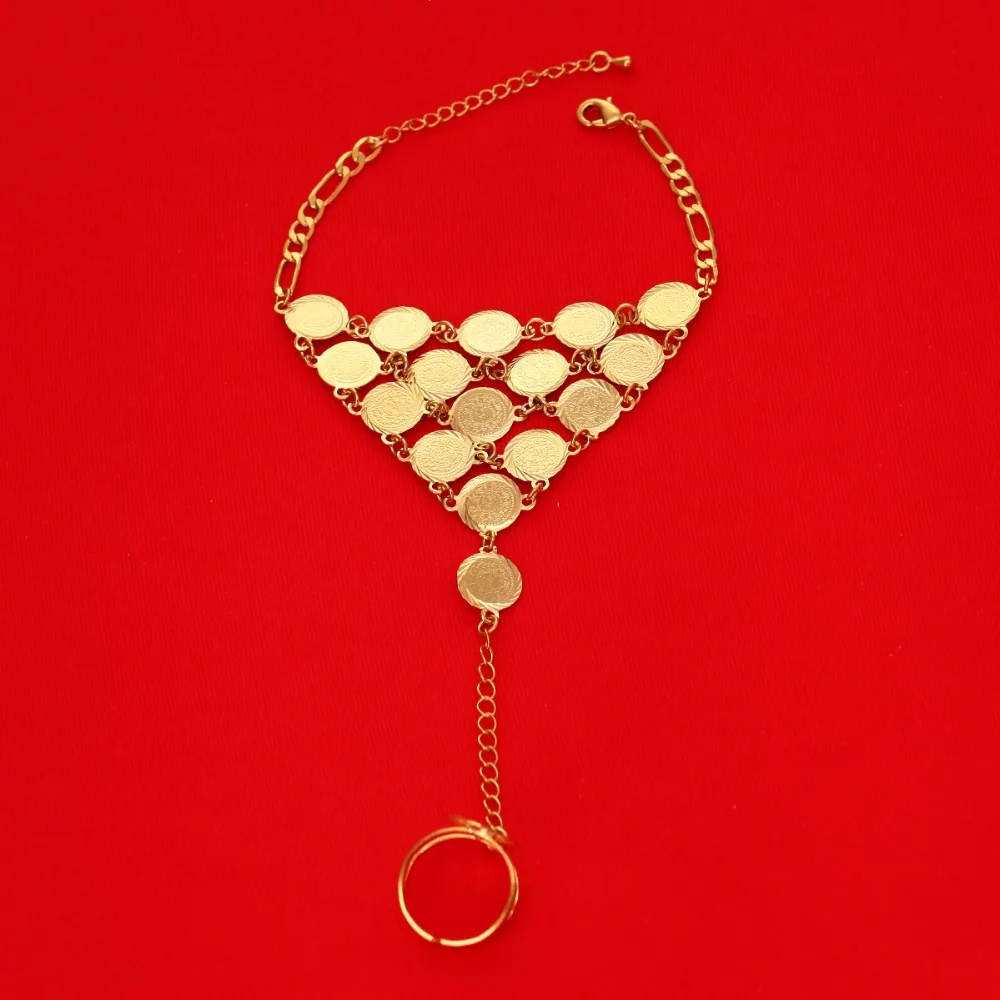 Браслет для монет женщин мусульманский Арабская монета знак денег золотой цвет