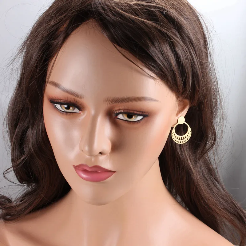 Женские круглые серьги из нержавеющей стали золотистого цвета 2020|fashion stud earrings|stud
