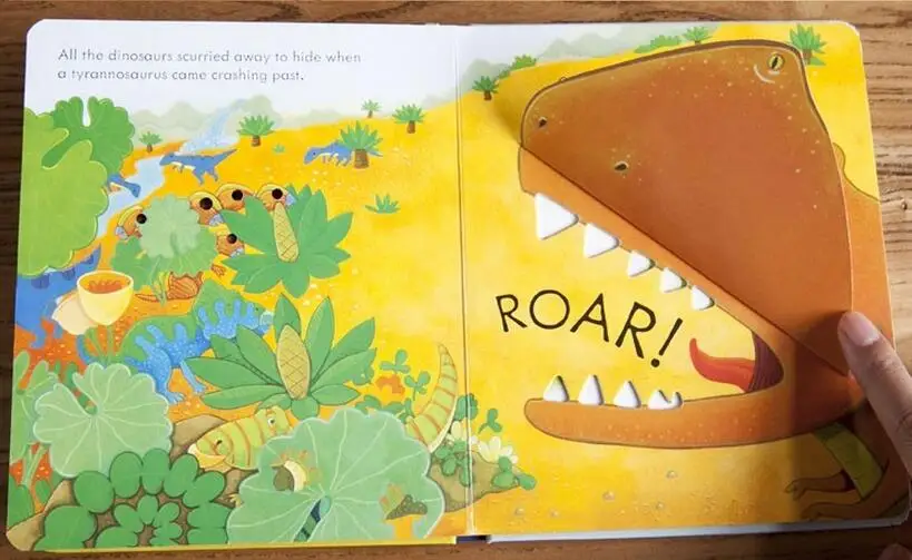 Usborne открытым внутри динозавры 1 шт. английский поучительный рисунок книги для
