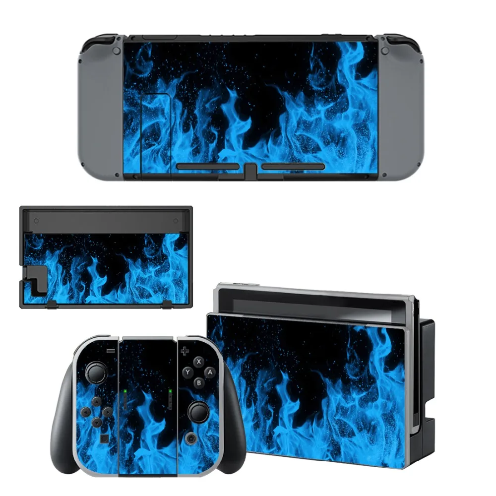 Виниловая наклейка Nintendo Switch для консоли и контроллера Blue Fire Devils|Наклейки| |