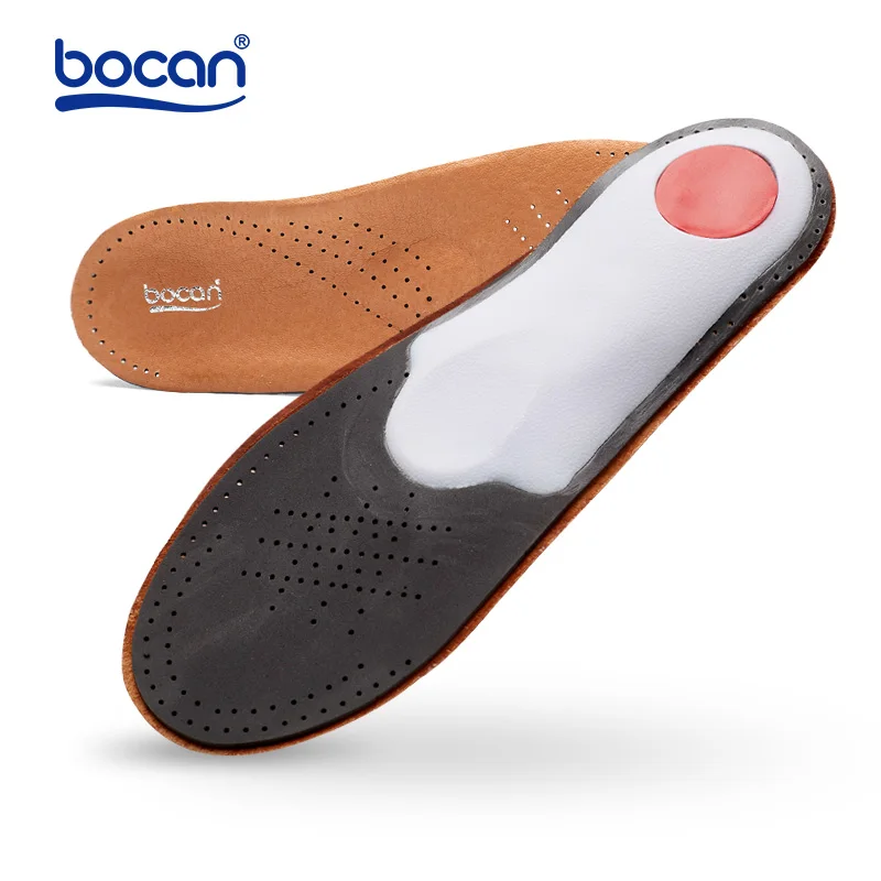 Bocan genuine leather insoles for shoes arch support orthopedic insoles breathable for men and women