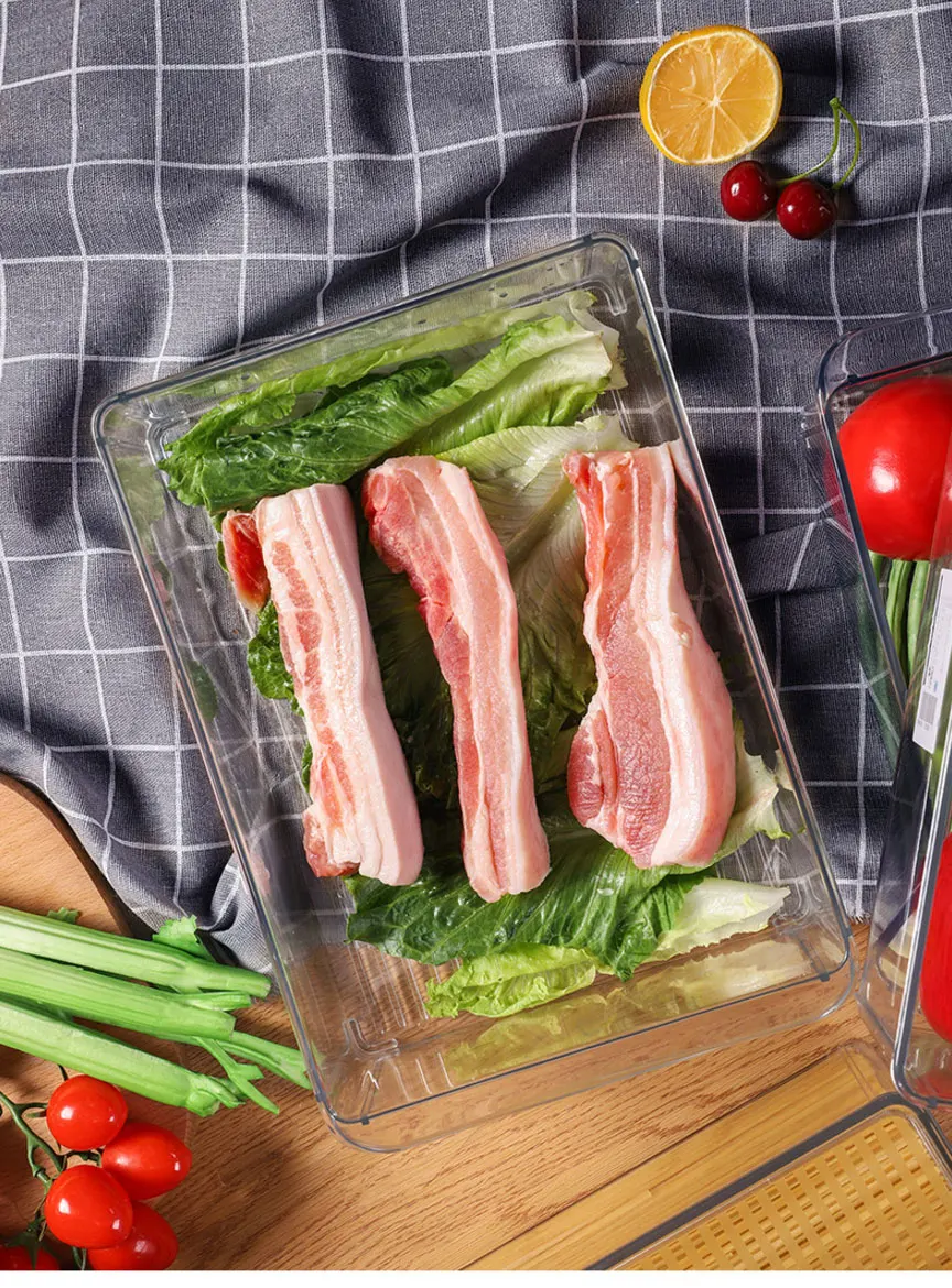 PET Crisper с крышкой кухонный холодильник стеллаж для хранения морозильник ящик для хранения прозрачный контейнер для пищевых продуктов овощи фрукты свежий ящик