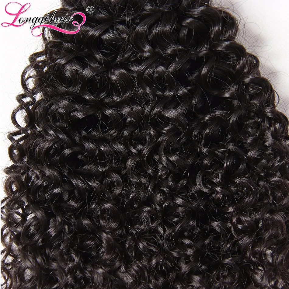 Longqi hair бразильский Реми человеческие волосы пряди с закрытием вьющиеся человеческие волосы 3 пряди с Закрытие 4x4 закрытие волос человеческие волосы переплетения