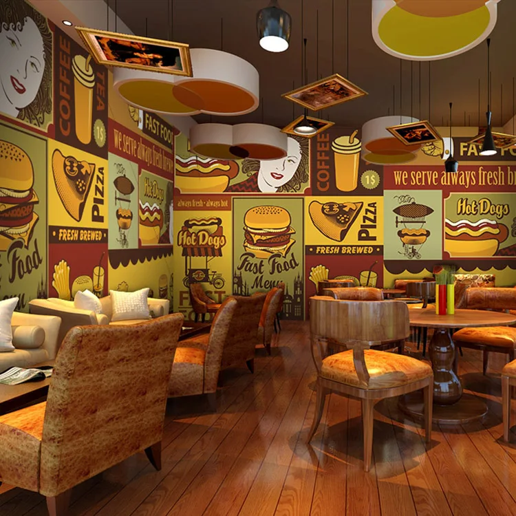 

Custom Size Photo custom 3D stereo wallpaper mural fast food restaurant milk tea shop dessert store wallpaper