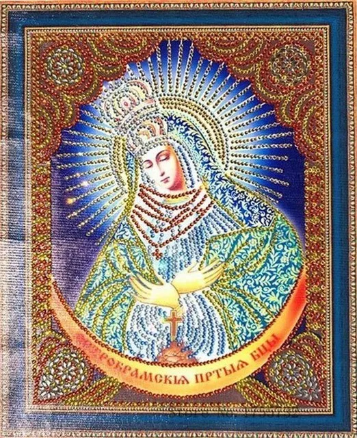 LP134 HUACAN 5D специальная форма алмазная живопись религия икона частично с алмазной вышивкой Девы Марии Стразы картина, Алмазная мозаика - Цвет: LP134