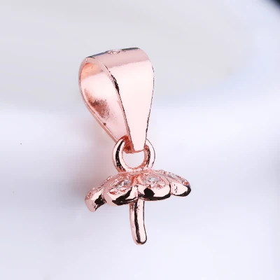 Rose Gold 8 мм-16 мм 925 пробы Посеребренная Подвеска Пряжка инкрустированный Янтарь из воска шар серебряная карта Кнопка ожерелье с пряжкой - Цвет: Rose Gold