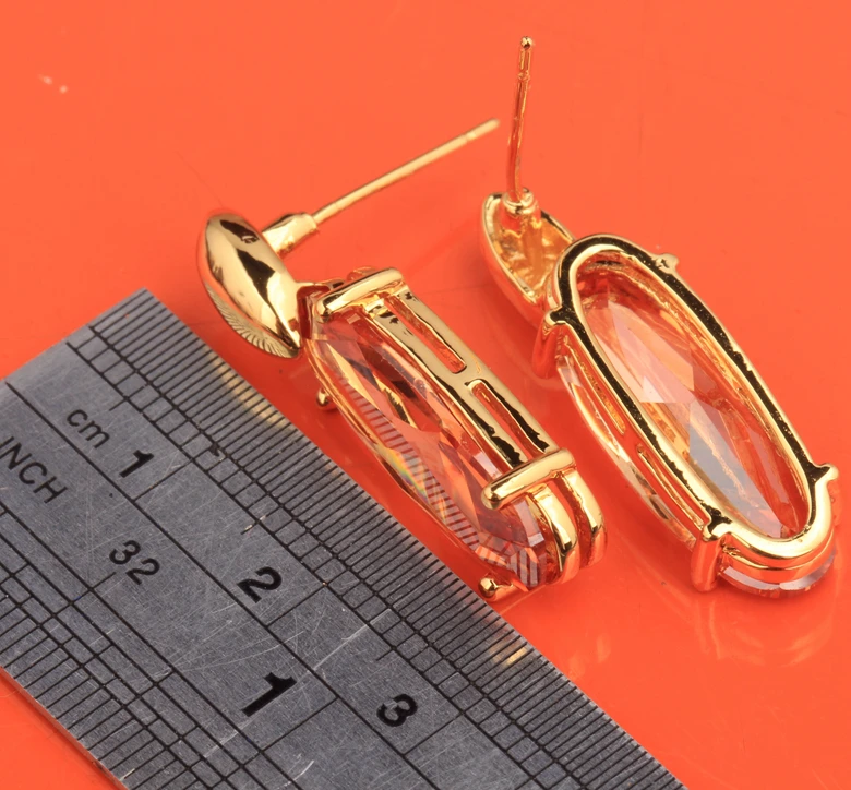 Стильный Большой овальный оранжевый коричневый шампанское камни кубического