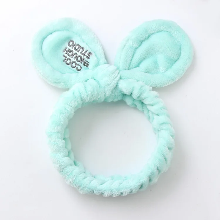 Mickey ear cyan Новейшая бархатная повязка на голову для девочек, для туалета, для мытья лица, повязка для волос для женщин, мягкие эластичные повязки на голову, повязка на голову для макияжа - Цвет: Mickey ear cyan