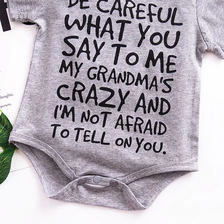 Детский хлопковый комбинезон с коротким рукавом буквенным принтом|girl bodysuit|boy