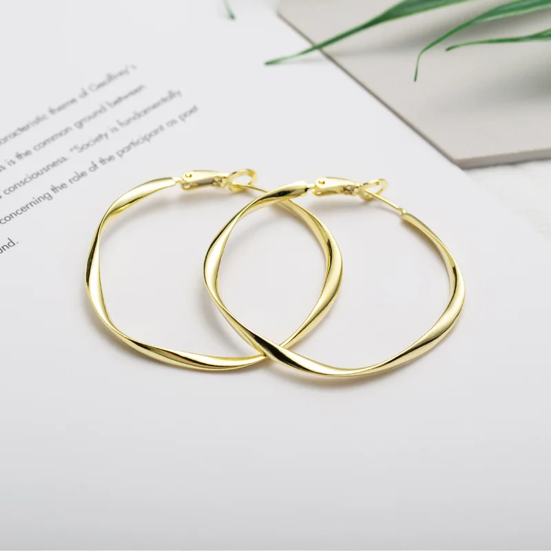 LouLeur 925 Стерлинговое Серебро Mobius Большие Серьги Геометрические креативные новая текстура элегантные серьги для женщин романтические ювелирные изделия - Цвет камня: gold 3 x 45mm