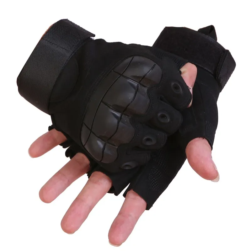 Half finger black Наружные велосипедные перчатки для верховой езды на резиновых костяшках тактические Нескользящие Военные перчатки - Цвет: Half finger black