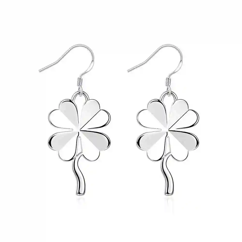 Простой Модный стильный посеребренный четырехлистный клевер серьги ювелирные